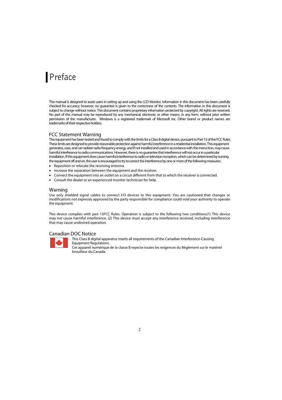 Preface | Planar PX2611W User Manual | Page 4 / 21
