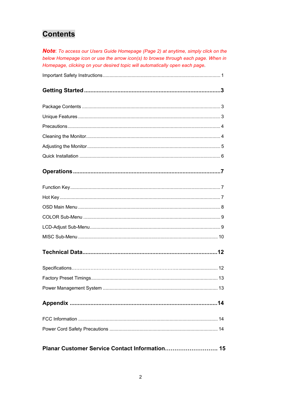 Planar PL170 User Manual | Page 3 / 16