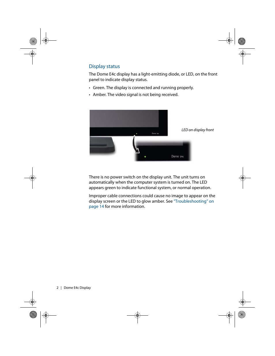 Display status | Planar Dome E4c User Manual | Page 10 / 34