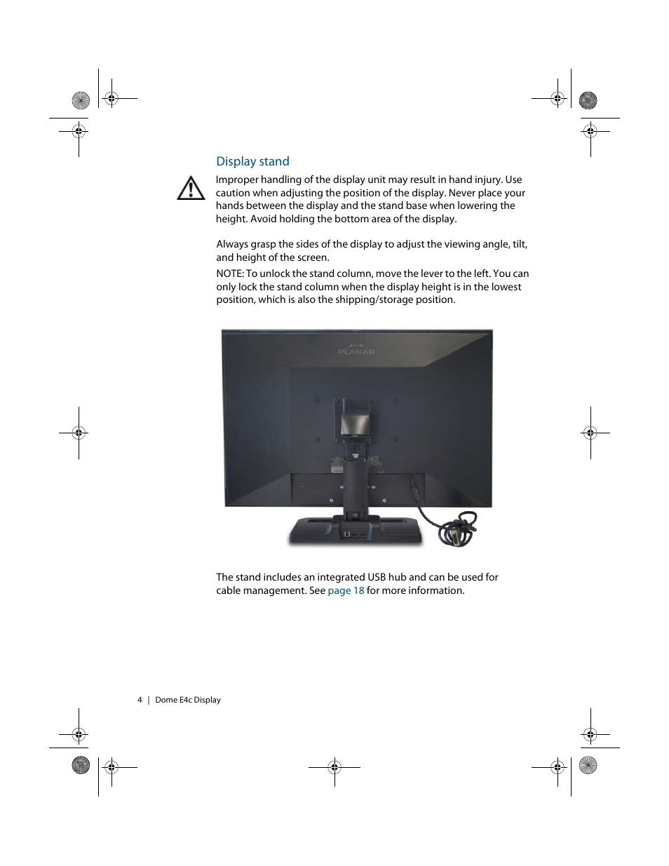 Display stand | Planar Dome E4c User Manual | Page 12 / 34