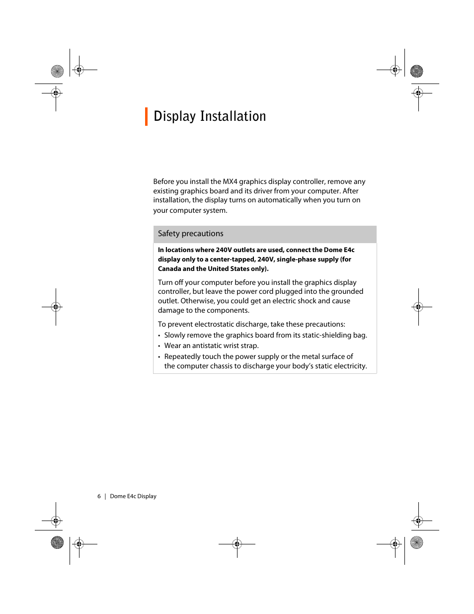Display installation | Planar Dome E4c User Manual | Page 14 / 34