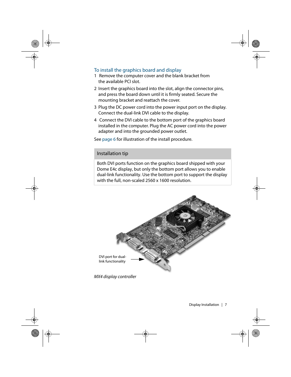 To install the graphics board and display | Planar Dome E4c User Manual | Page 15 / 34
