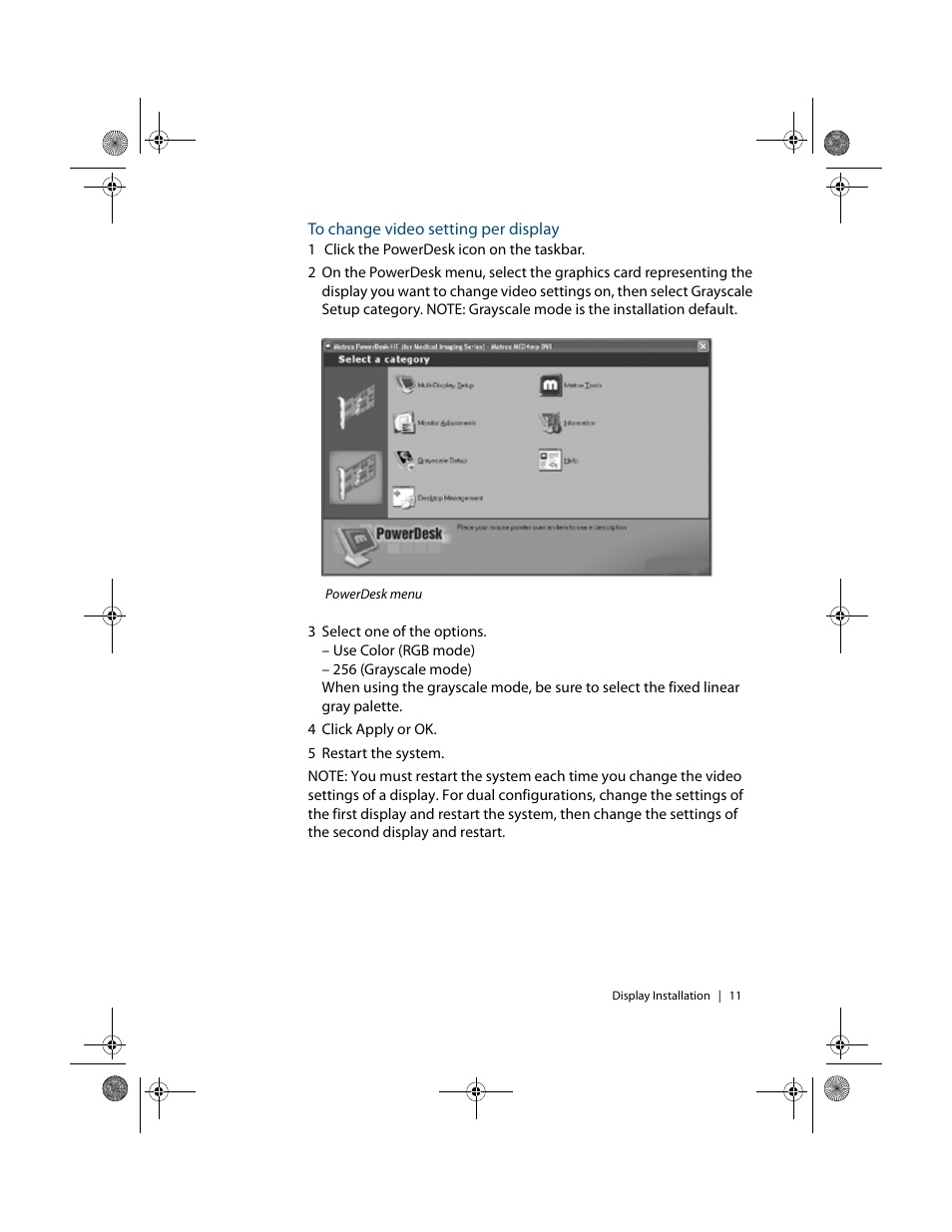 To change video setting per display | Planar Dome E4c User Manual | Page 19 / 34