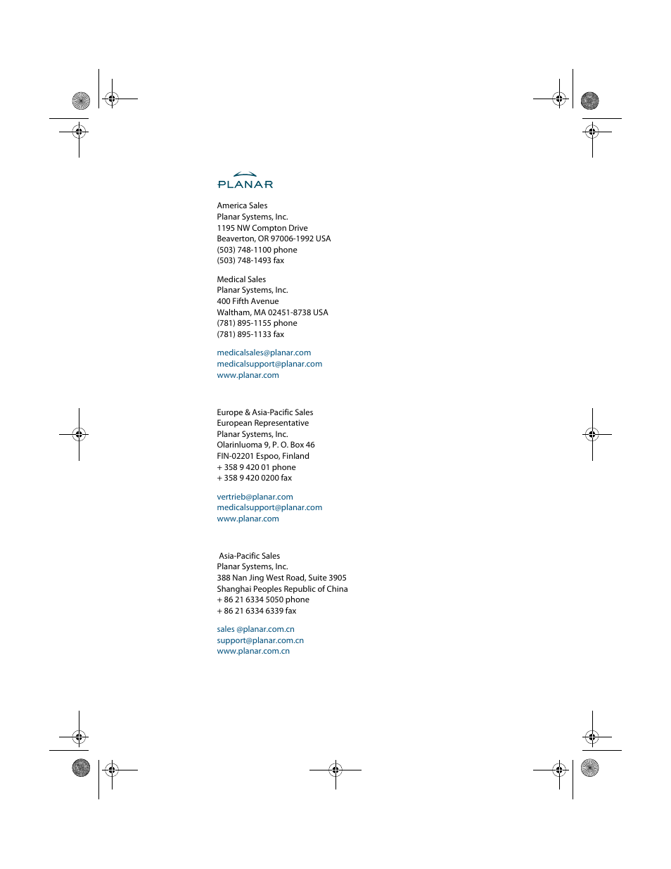 Planar Dome E4c User Manual | Page 34 / 34