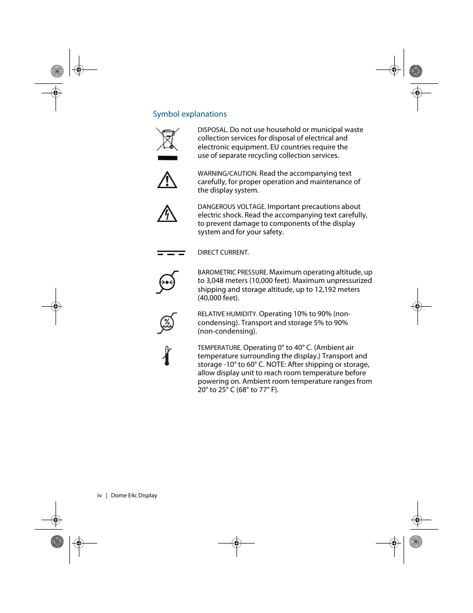 Symbol explanations | Planar Dome E4c User Manual | Page 4 / 34