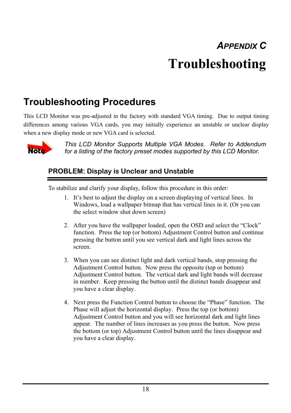 Troubleshooting, Troubleshooting procedures | Planar WS231 User Manual | Page 23 / 25
