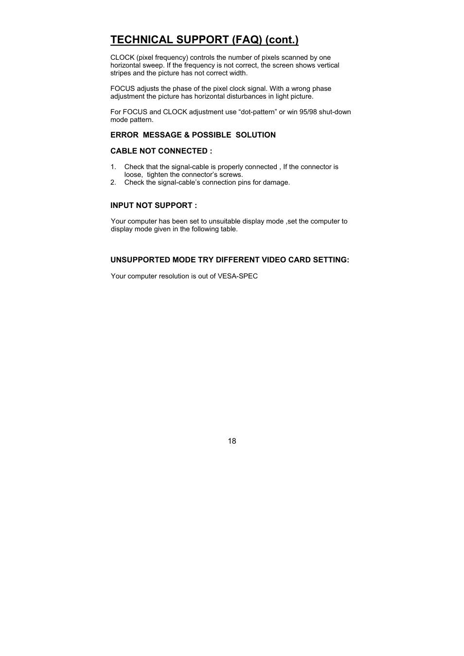 Technical support (faq) (cont.) | Planar PL1500 User Manual | Page 20 / 25