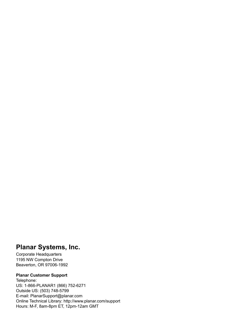 Planar systems, inc | Planar PD7130 User Manual | Page 2 / 53