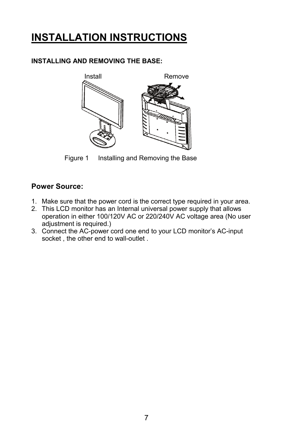 Installation instructions, Power source | Planar PL1520M User Manual | Page 10 / 36