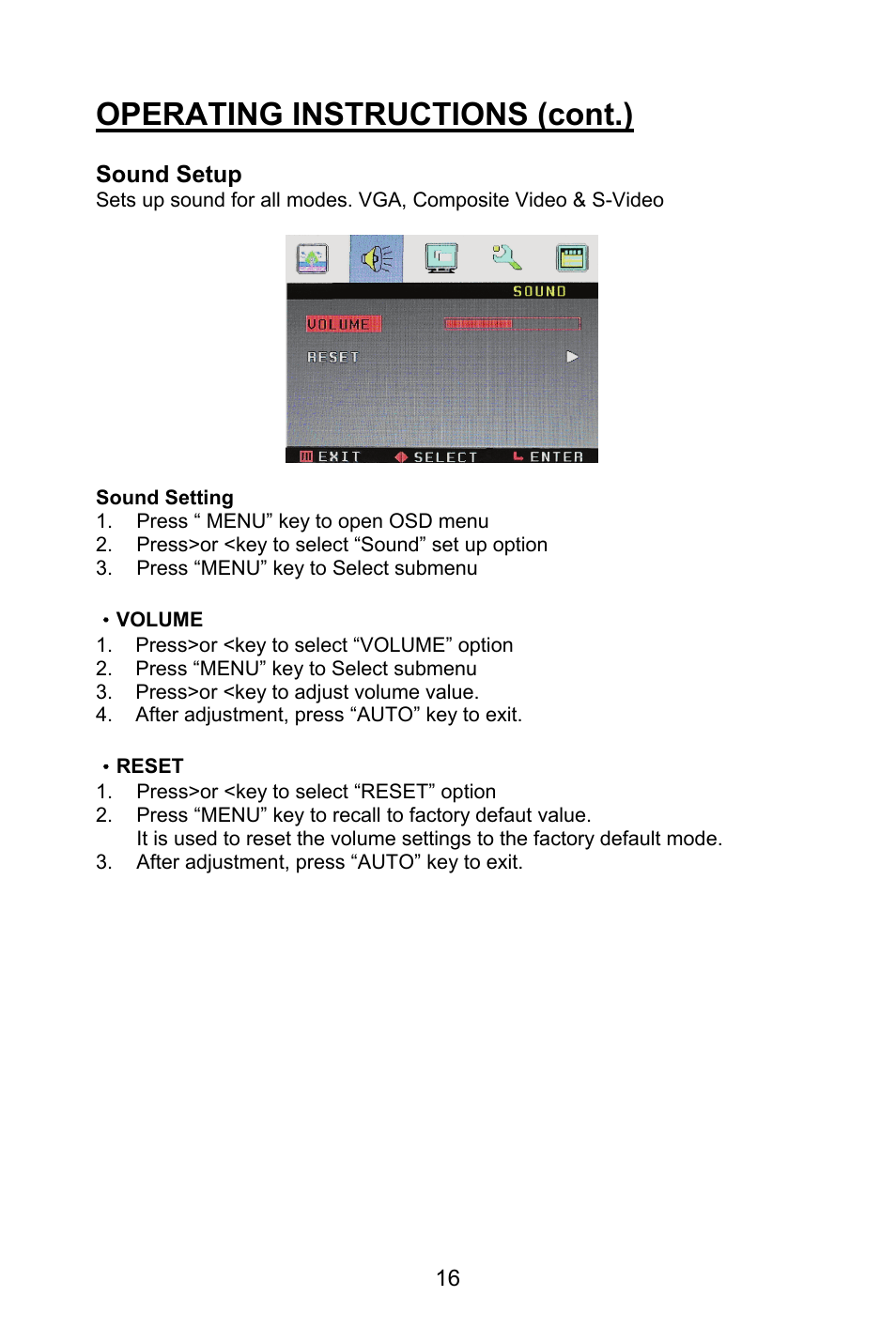 Operating instructions (cont.) | Planar PL1520M User Manual | Page 19 / 36
