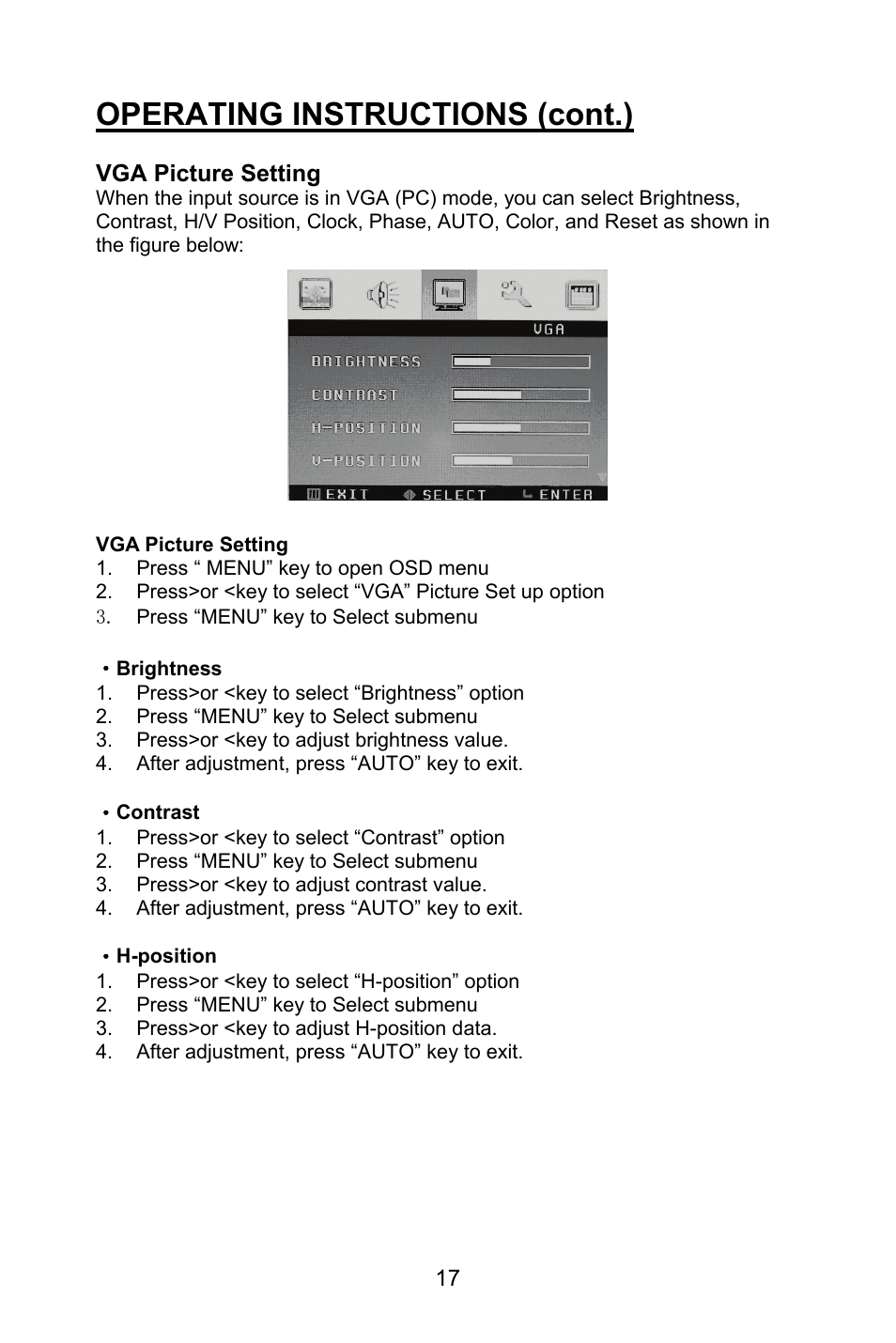 Operating instructions (cont.) | Planar PL1520M User Manual | Page 20 / 36