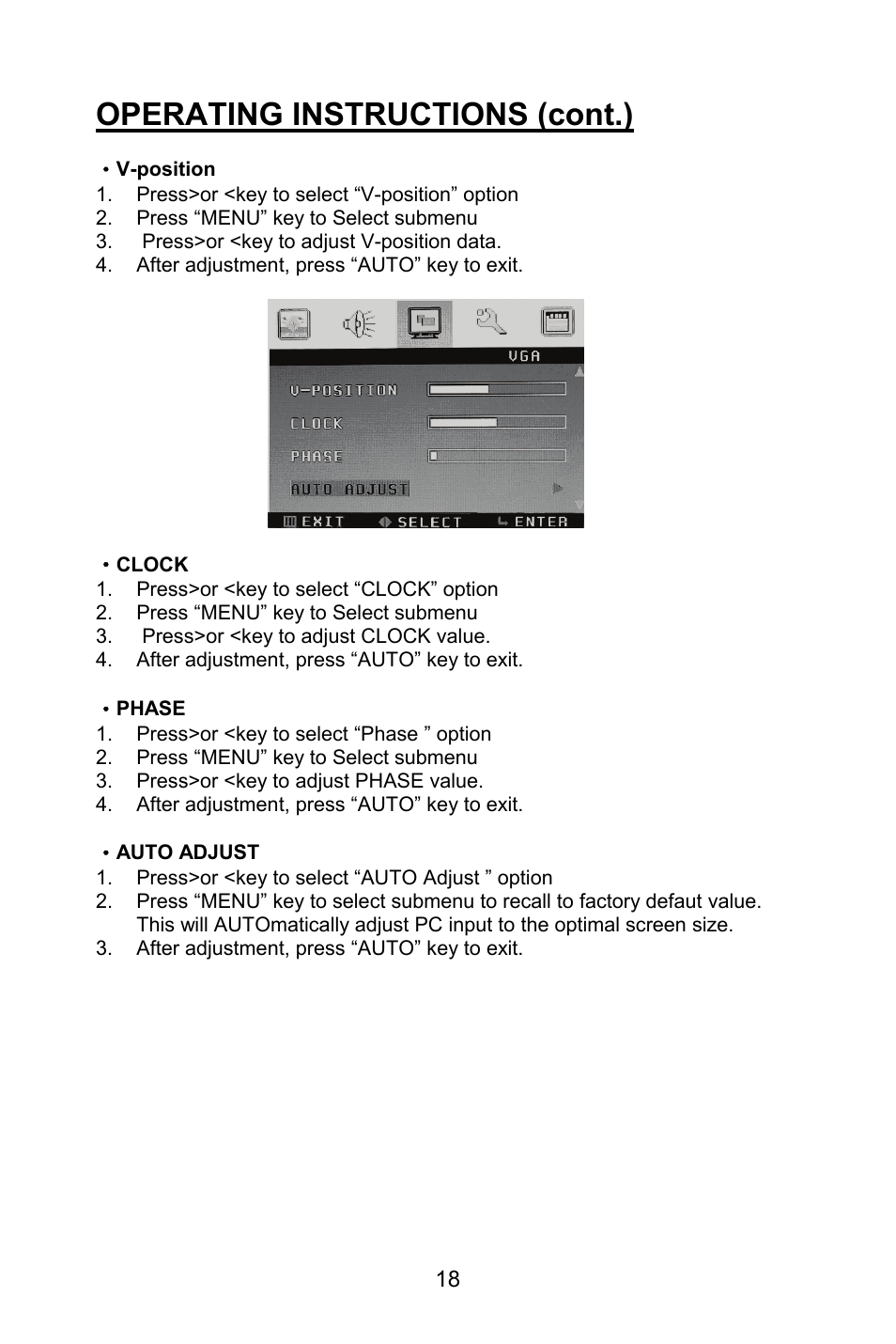 Operating instructions (cont.) | Planar PL1520M User Manual | Page 21 / 36
