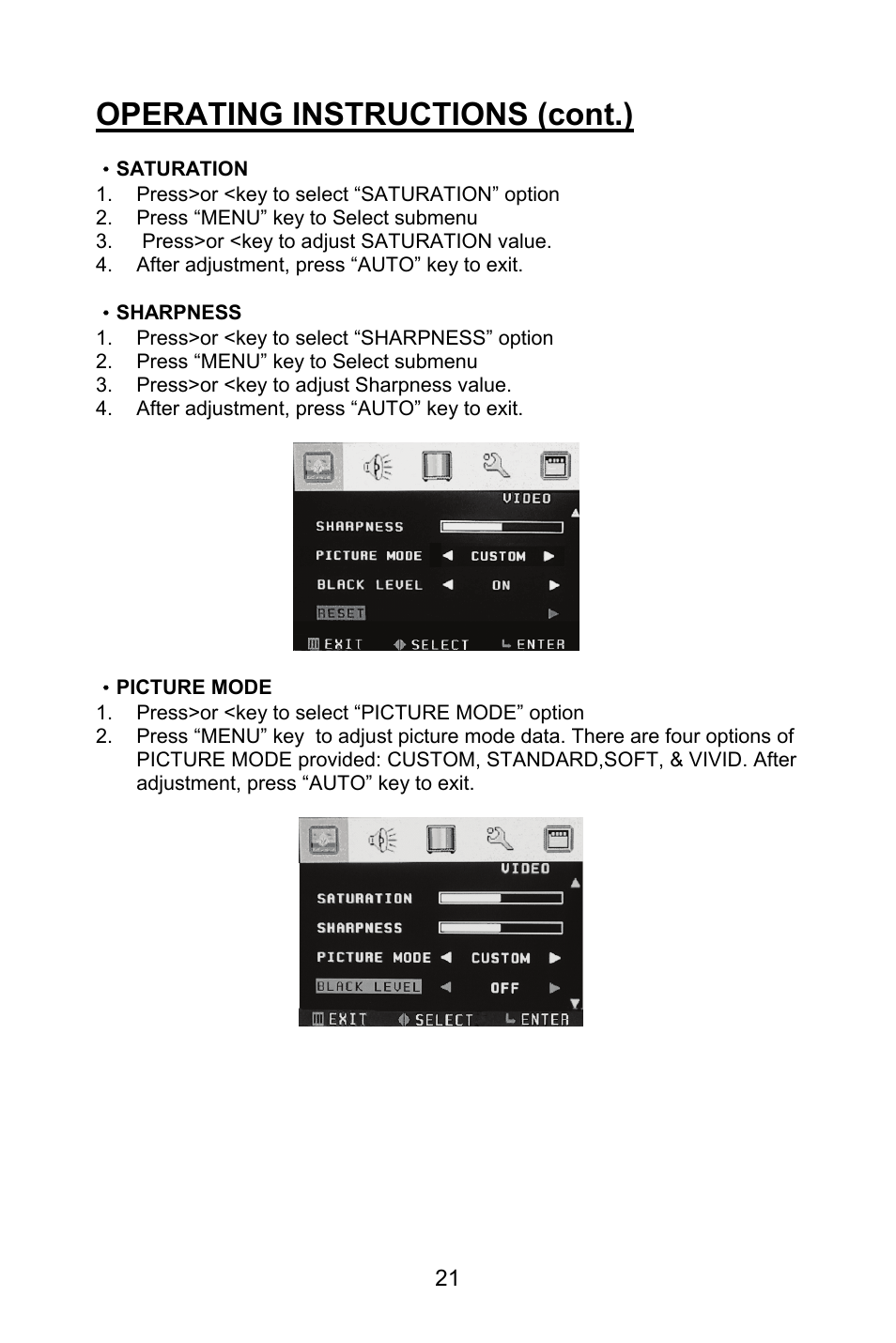 Operating instructions (cont.) | Planar PL1520M User Manual | Page 24 / 36