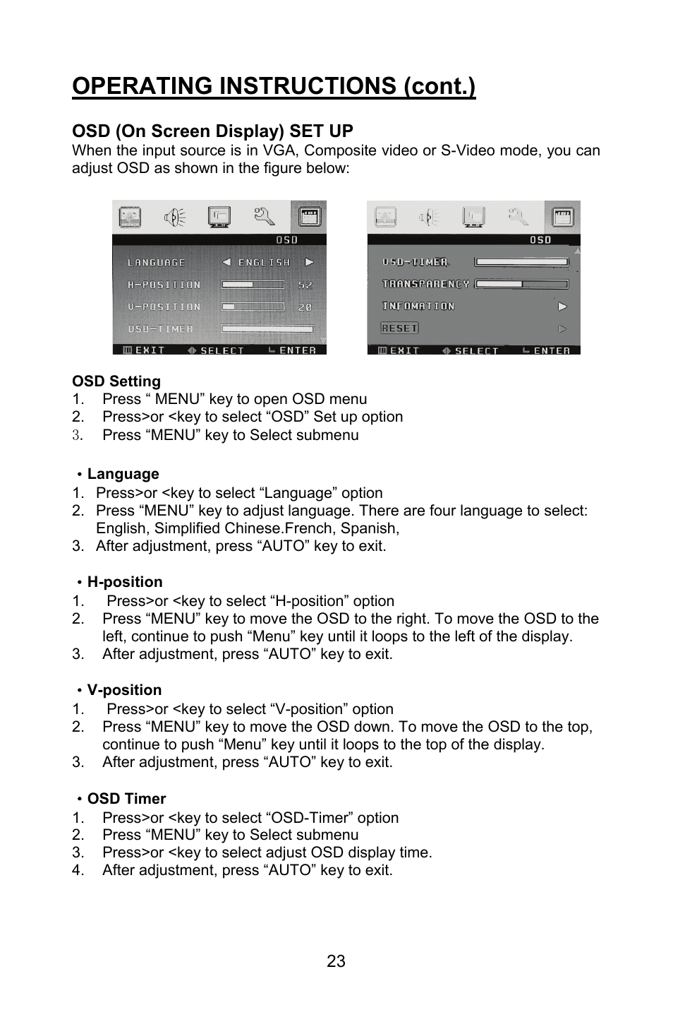 Operating instructions (cont.) | Planar PL1520M User Manual | Page 26 / 36