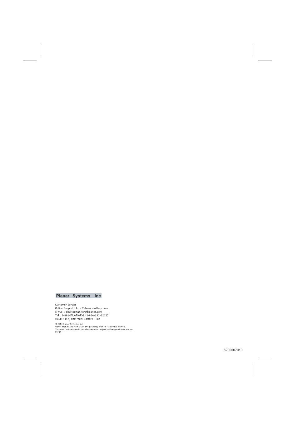 Planar PT1503NT User Manual | Page 21 / 21