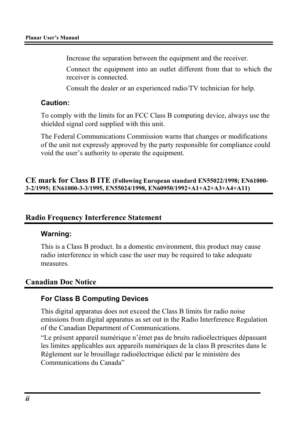 Planar PT1503NT User Manual | Page 3 / 21