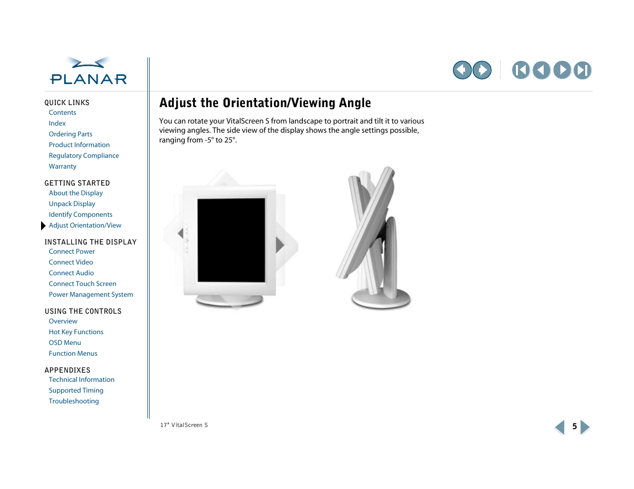 Adjust the orientation/viewing angle, Adjust orientation/view | Planar VSS17SX User Manual | Page 13 / 35
