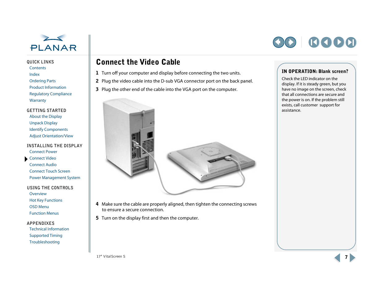 Connect the video cable, Connect video | Planar VSS17SX User Manual | Page 15 / 35