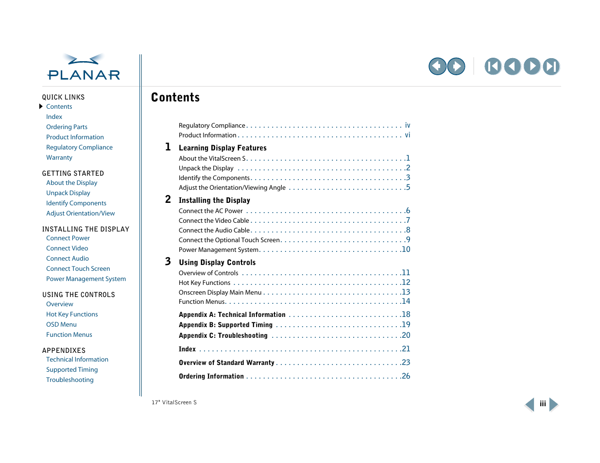 Planar VSS17SX User Manual | Page 3 / 35