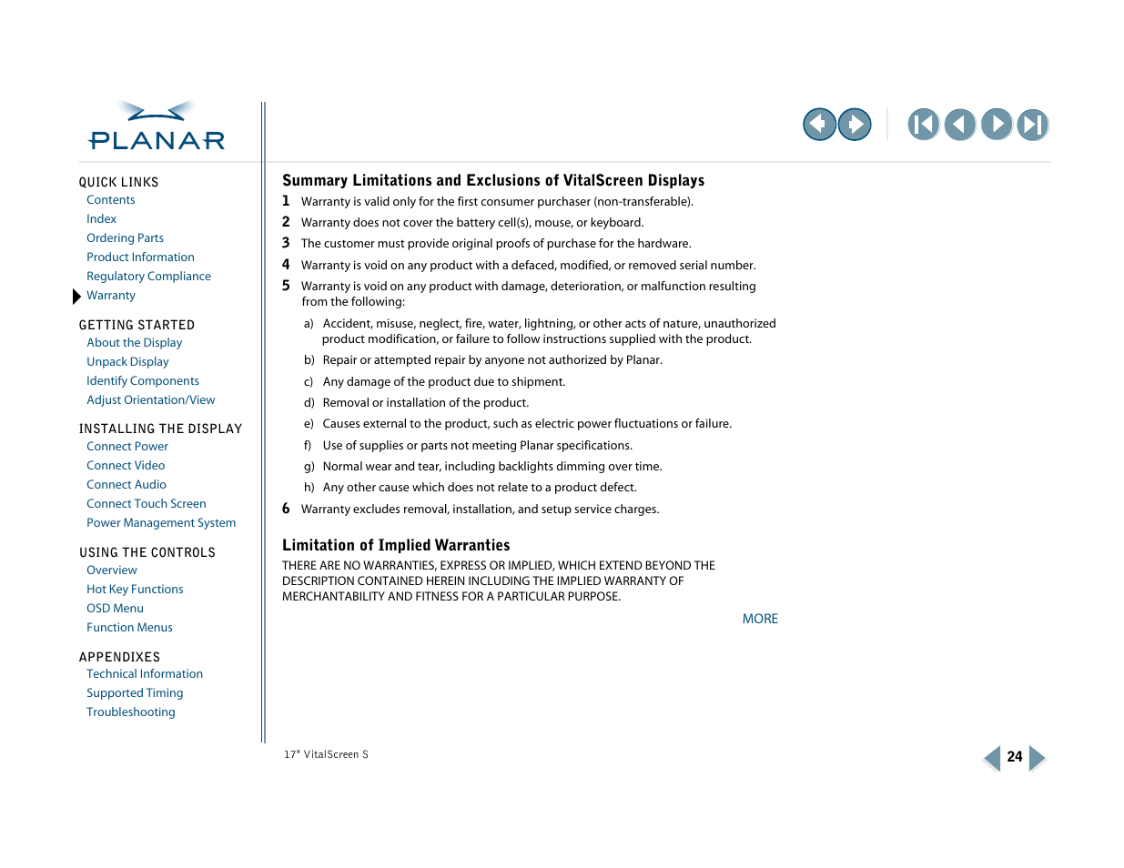 More | Planar VSS17SX User Manual | Page 32 / 35