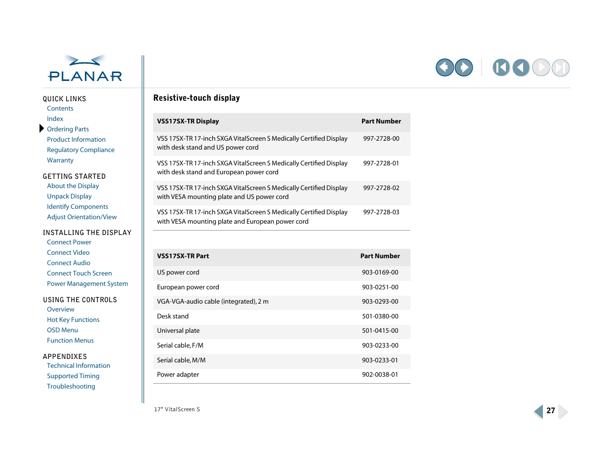 Resistive-touch display | Planar VSS17SX User Manual | Page 35 / 35