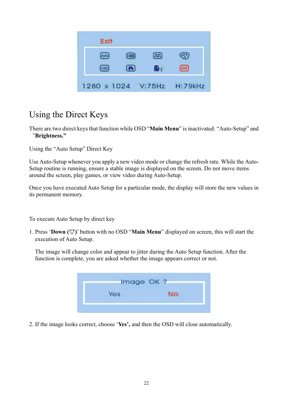 Using the direct keys | Planar PE1900 User Manual | Page 24 / 32