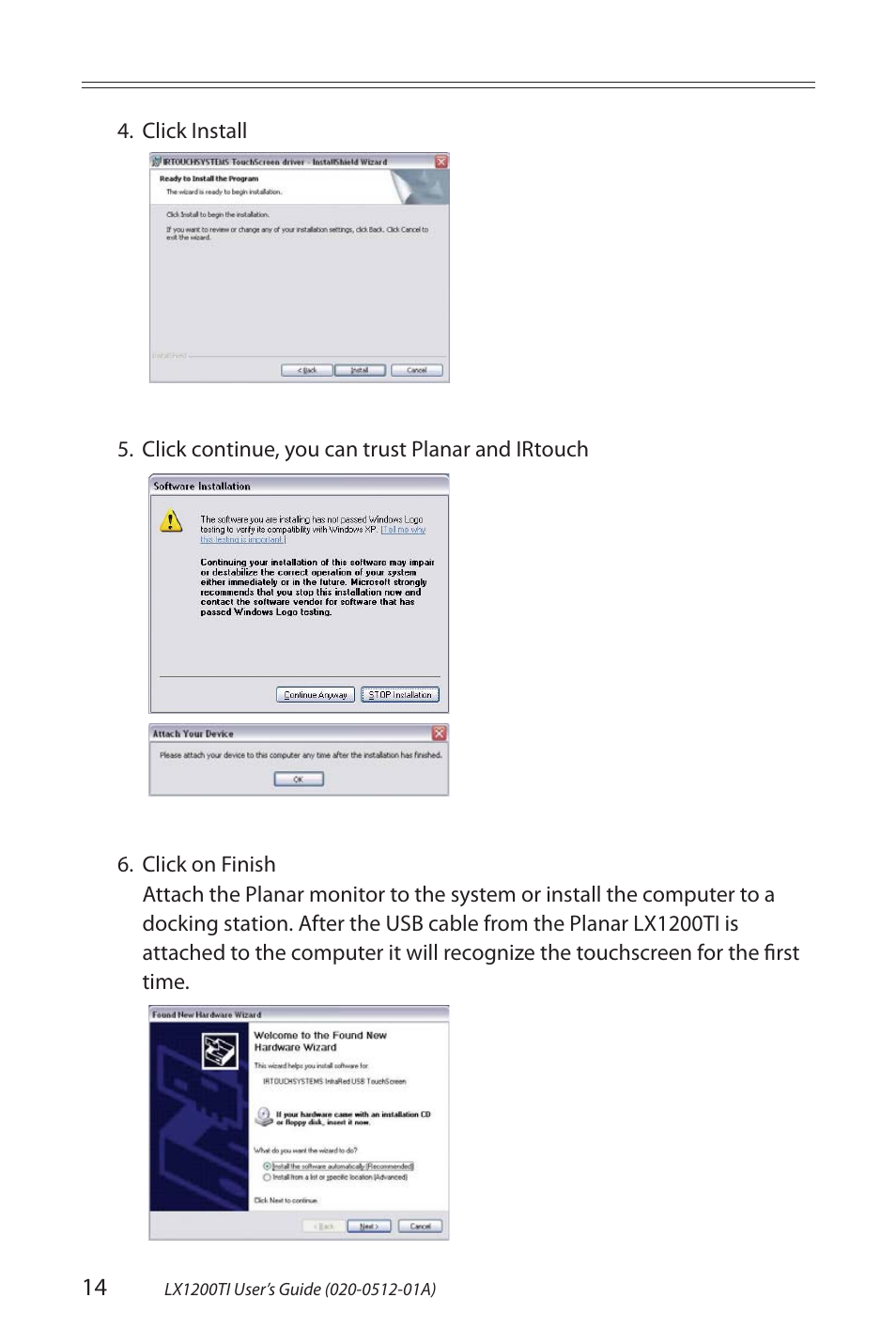 Planar Touch Monitor LX1200TI User Manual | Page 14 / 29