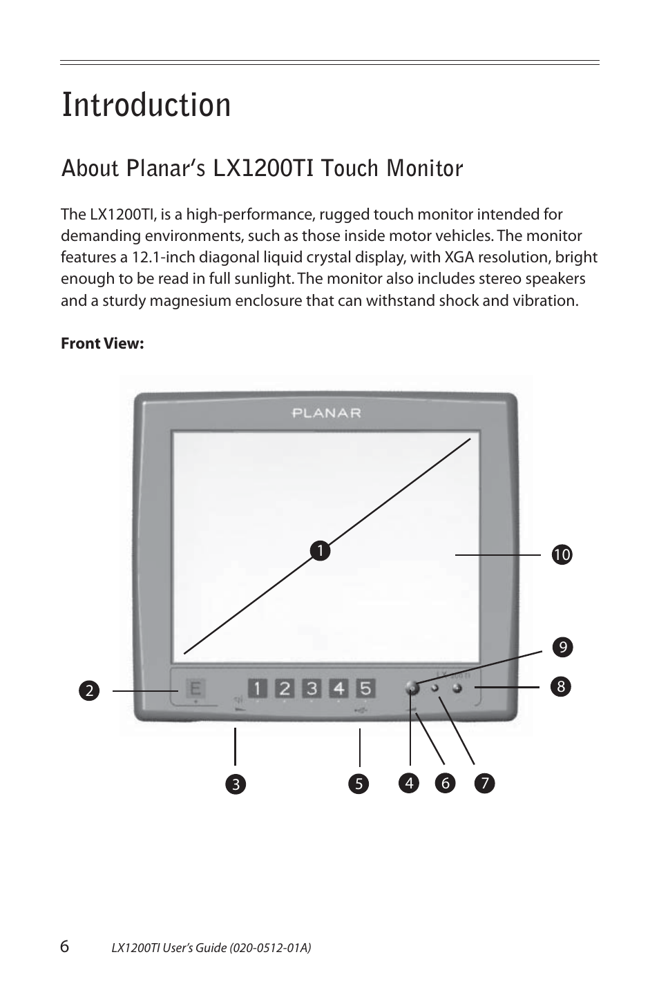 Introduction, About planar’s lx1200ti touch monitor | Planar Touch Monitor LX1200TI User Manual | Page 6 / 29