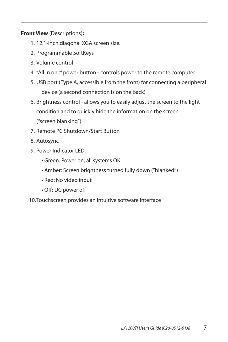 Planar Touch Monitor LX1200TI User Manual | Page 7 / 29