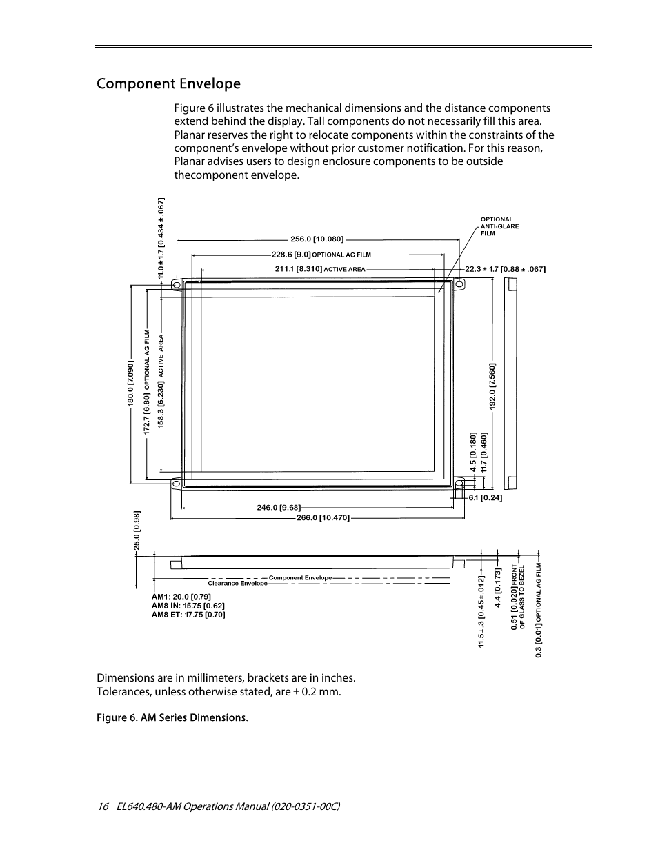 Component envelope | Planar ICEBrite EL VGA Displays EL640.480-AM User Manual | Page 18 / 21