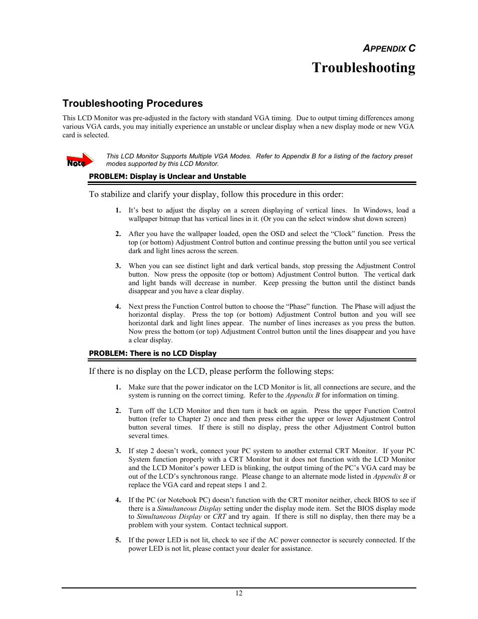 Troubleshooting, Troubleshooting procedures | Planar PT1814NUV User Manual | Page 18 / 20