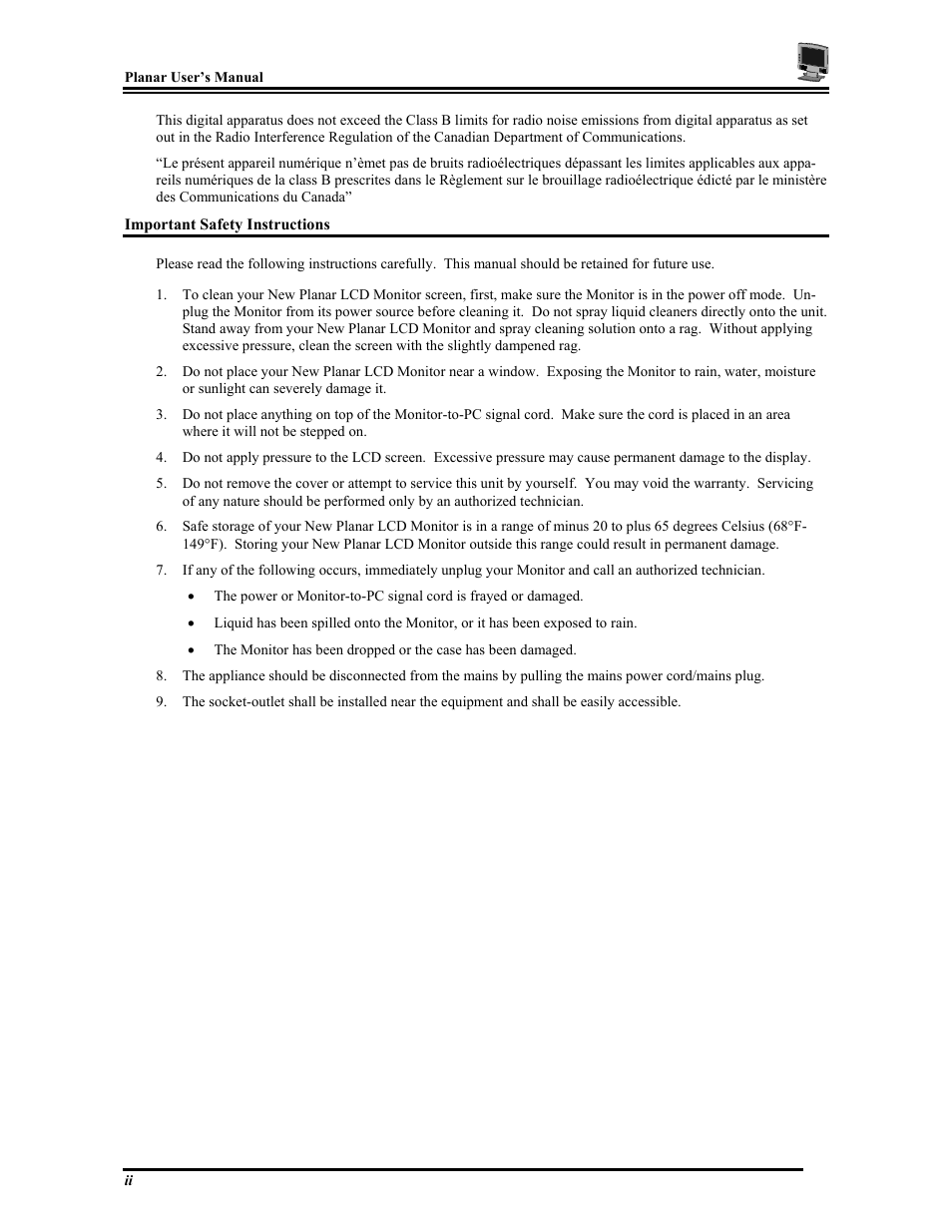 Planar PT1503Z User Manual | Page 4 / 19