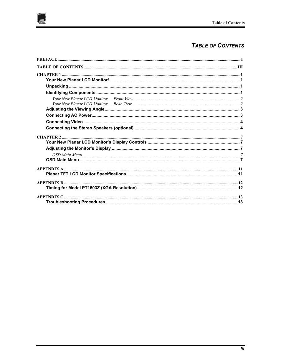 Planar PT1503Z User Manual | Page 5 / 19
