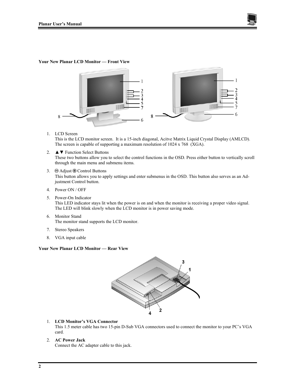 Planar PT1503Z User Manual | Page 8 / 19