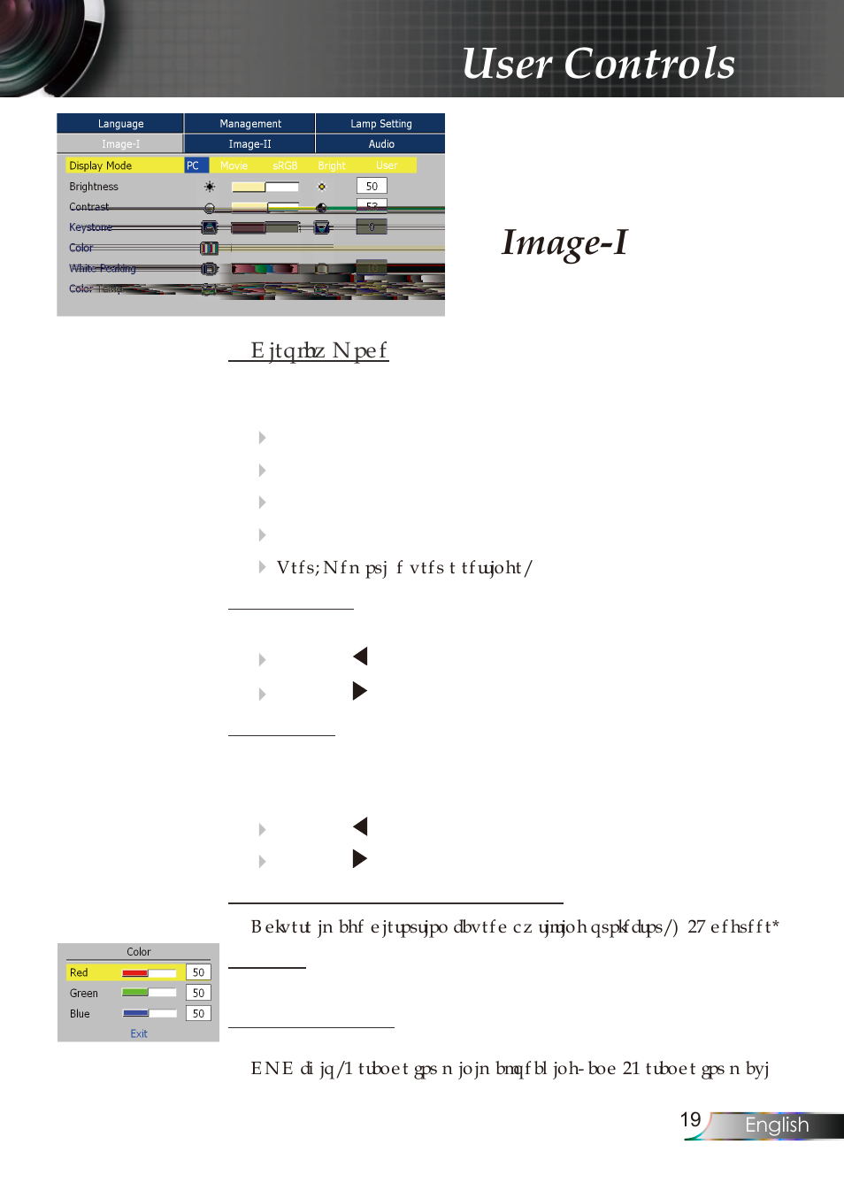 User controls, Image-i | Planar PR Line PR6020 User Manual | Page 22 / 37