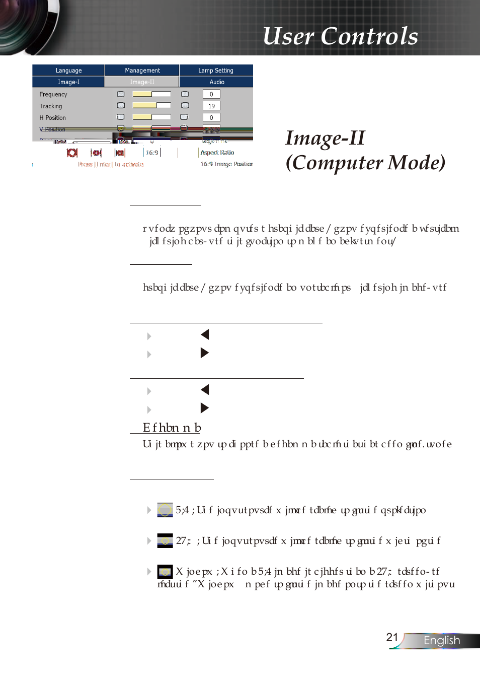 User controls, Image-ii (computer mode) | Planar PR Line PR6020 User Manual | Page 24 / 37