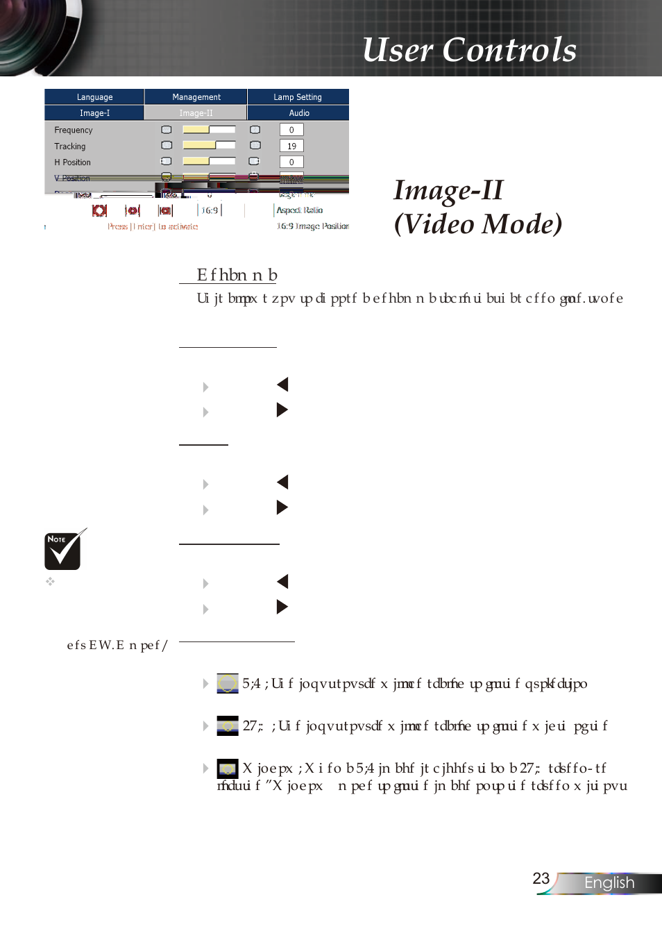 User controls, Image-ii (video mode) | Planar PR Line PR6020 User Manual | Page 26 / 37