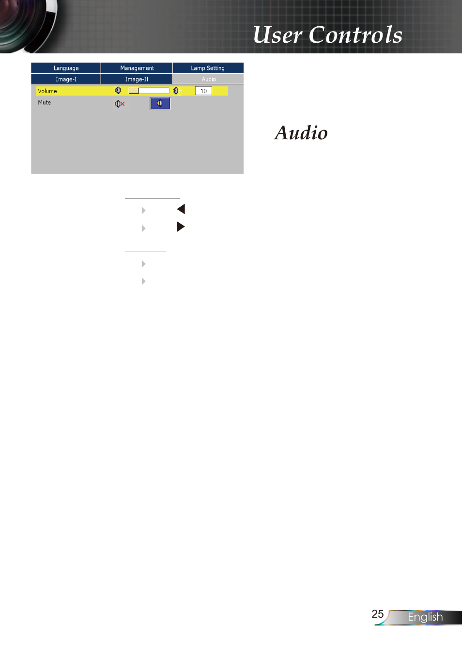 User controls, Audio | Planar PR Line PR6020 User Manual | Page 28 / 37