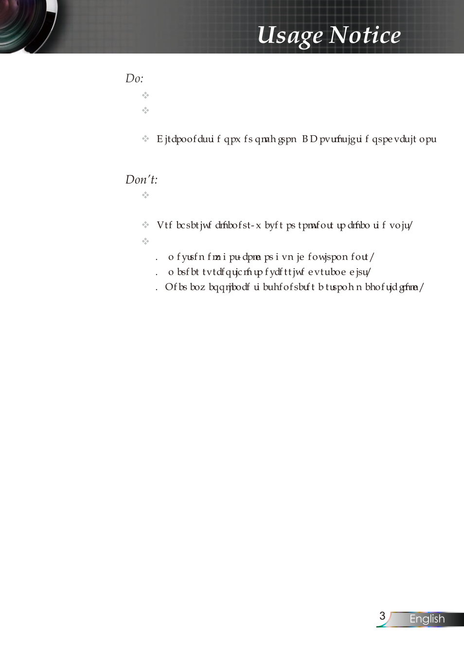Usage notice | Planar PR Line PR6020 User Manual | Page 6 / 37