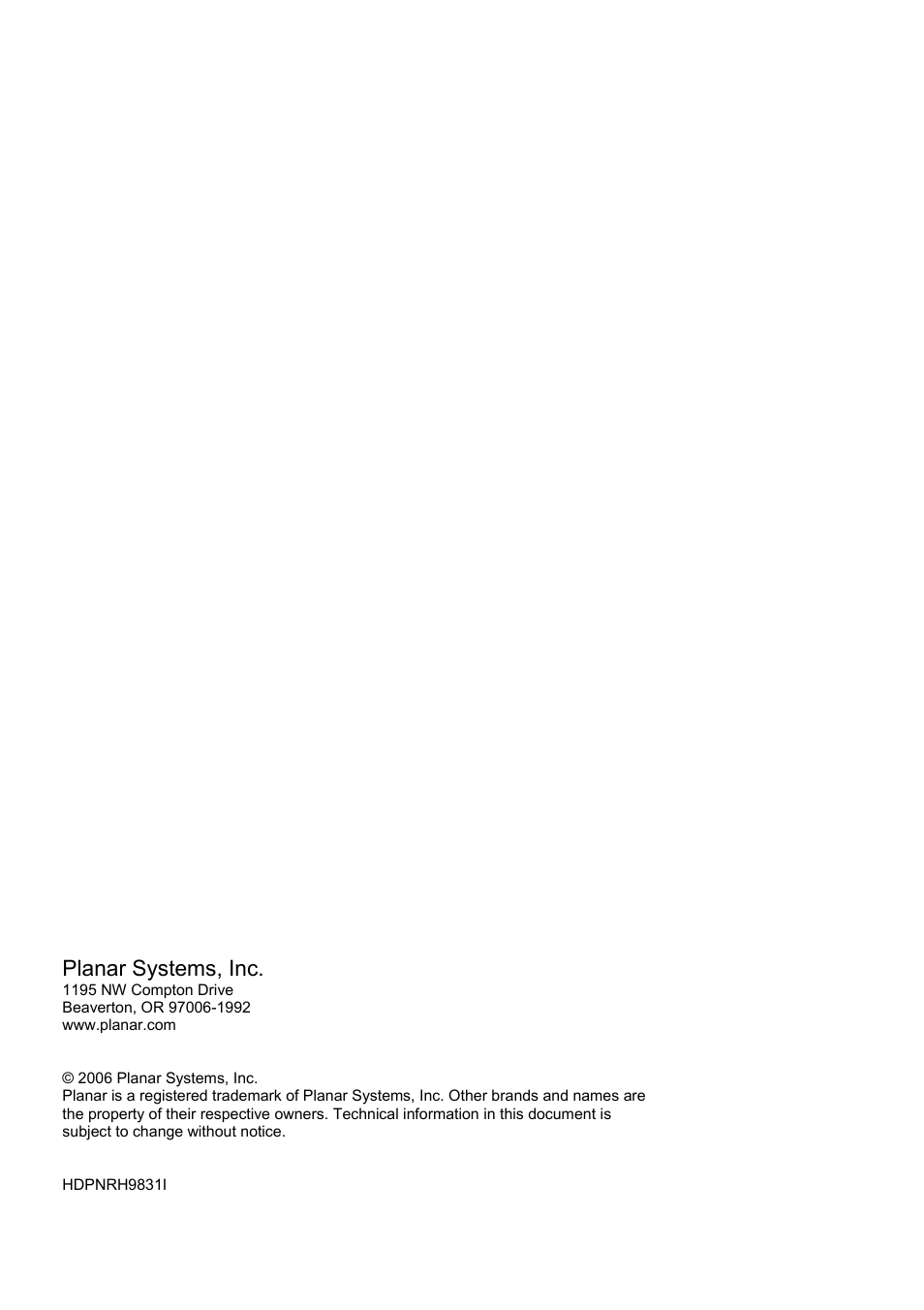 Planar PL1911M User Manual | Page 16 / 16