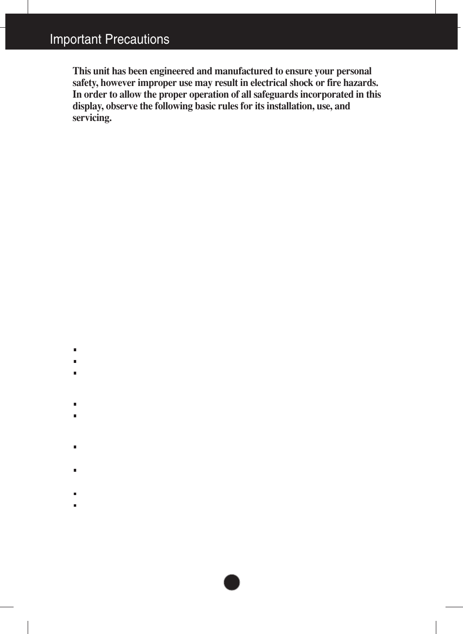 Important precautions, On safety | Planar PQ191M User Manual | Page 2 / 18