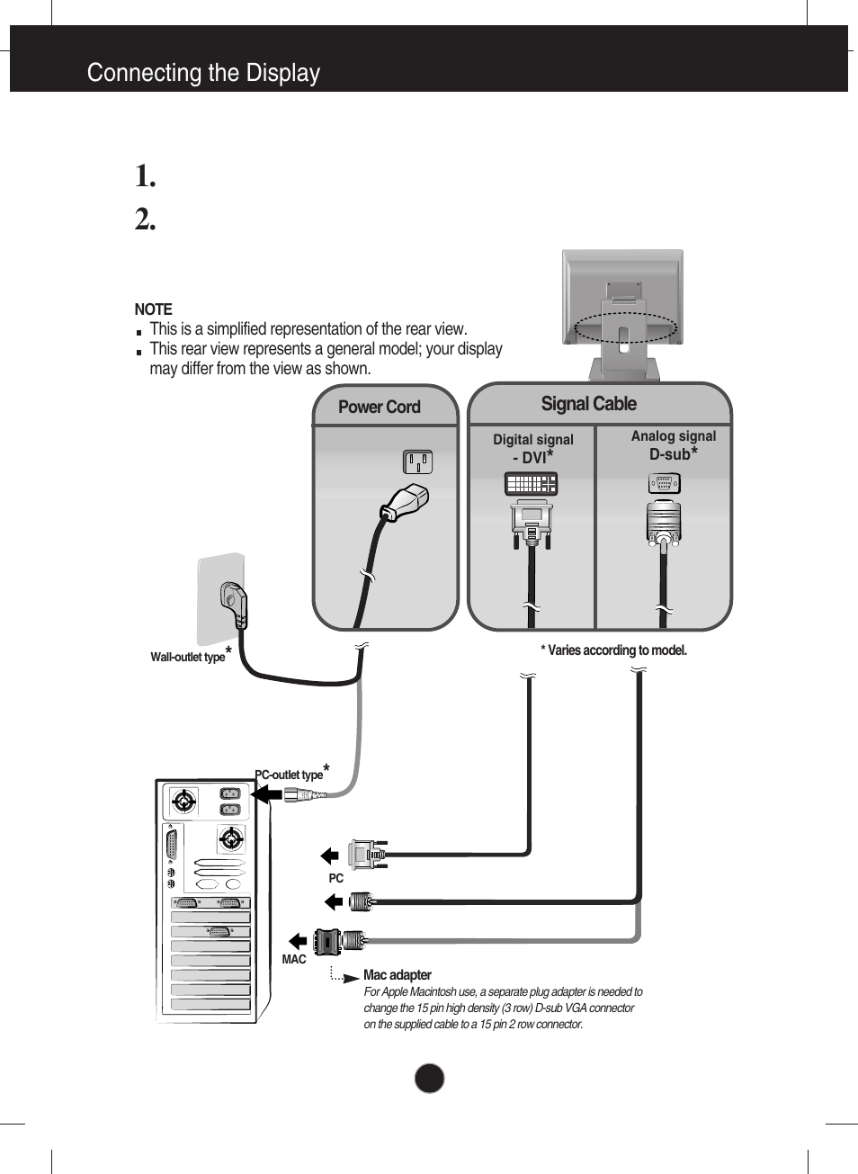 Connecting the display, Using the computer, Connecting the display using the computer | Planar PQ191M User Manual | Page 4 / 18