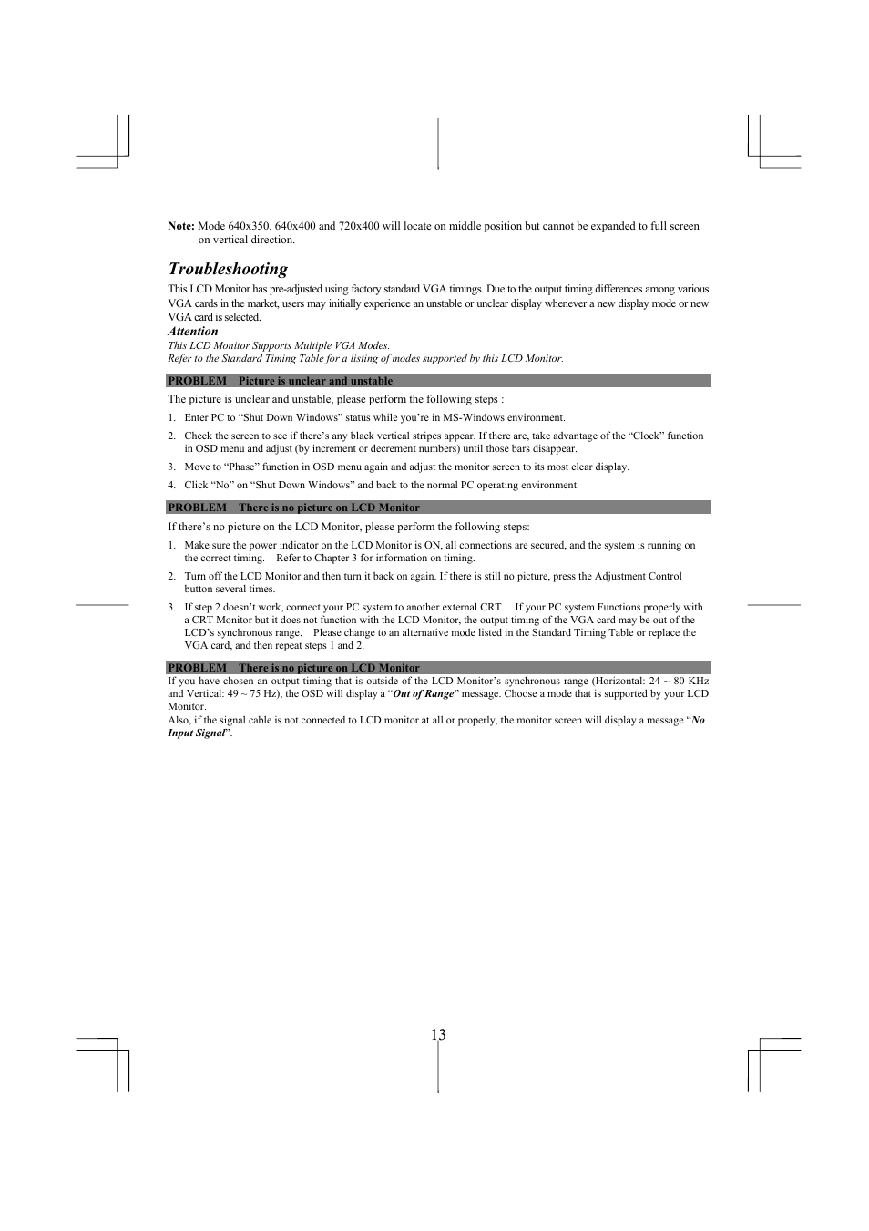 Troubleshooting | Planar PL2010M User Manual | Page 15 / 16