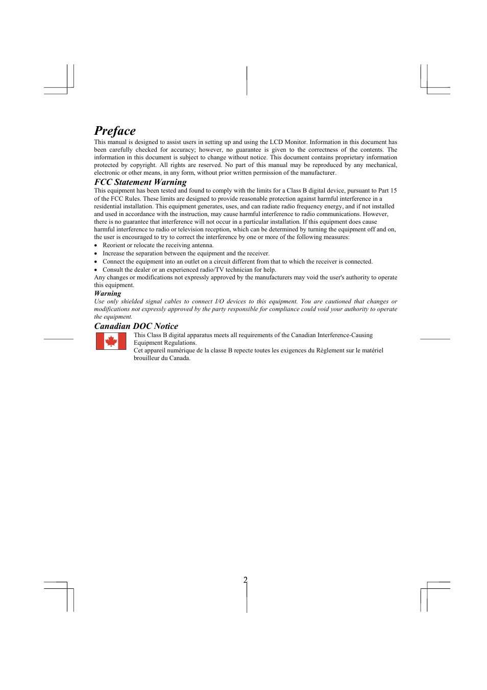 Preface | Planar PL2010M User Manual | Page 4 / 16