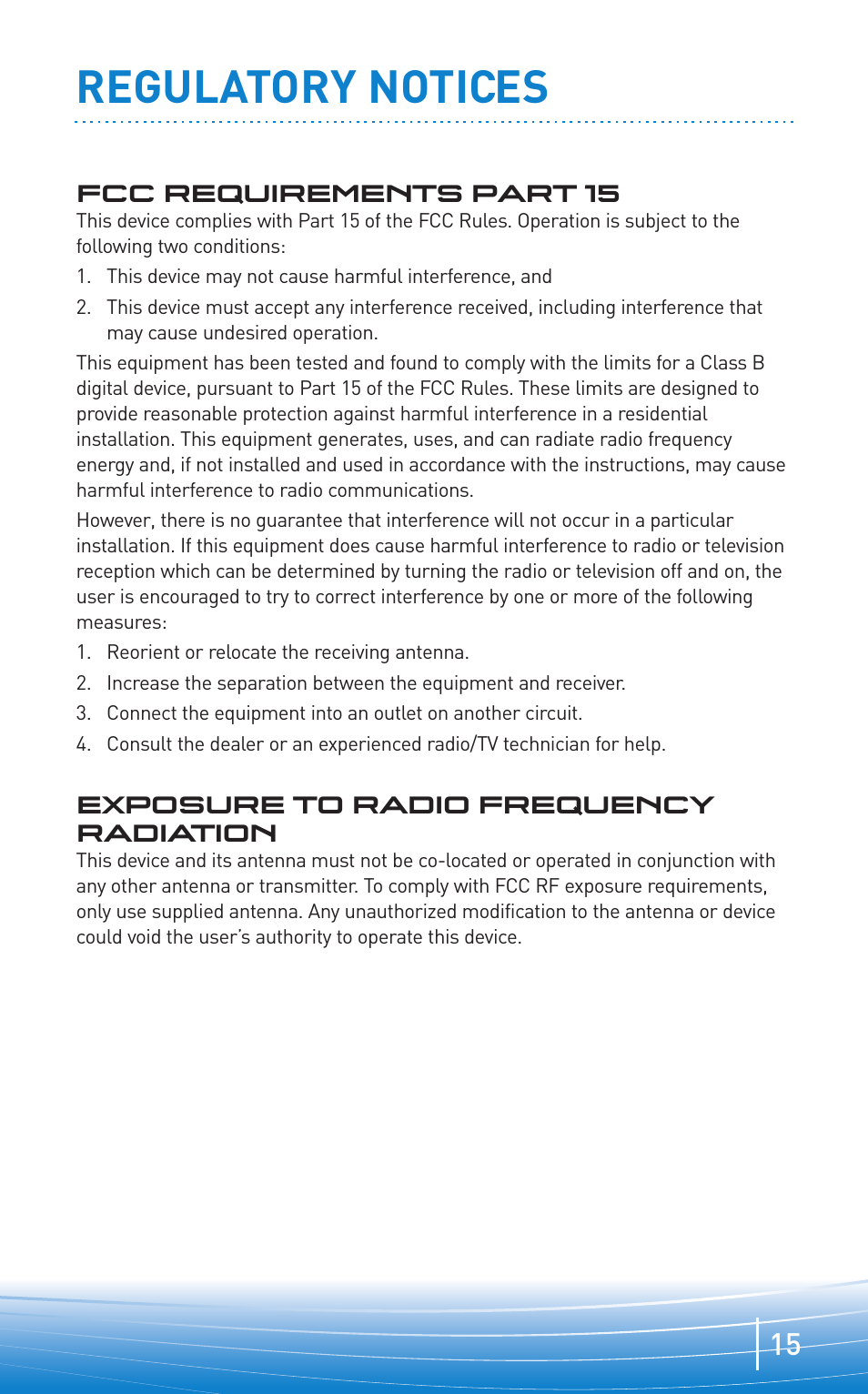 Regulatory notices | Plantronics Bluetooth Headset none User Manual | Page 15 / 16