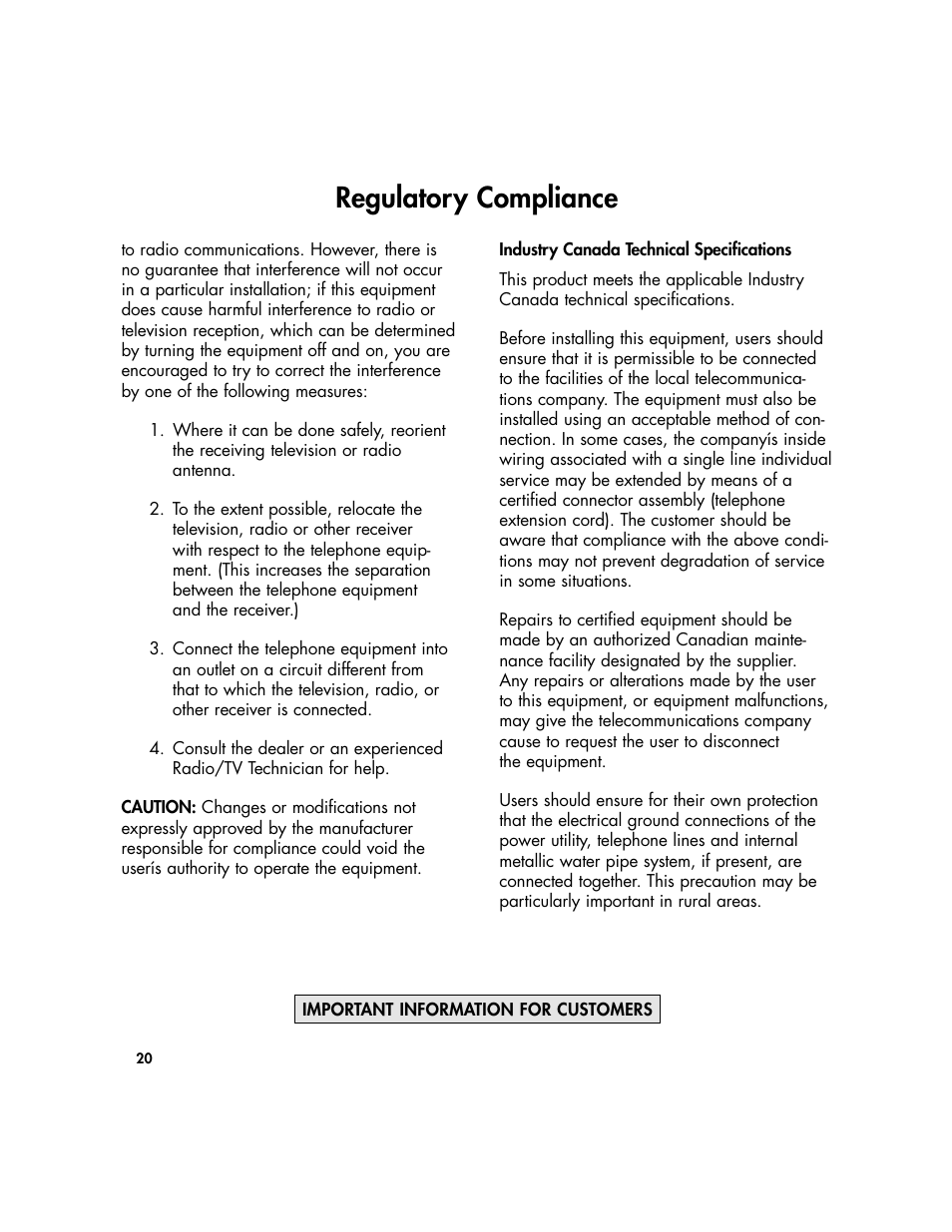 Regulatory compliance | Plantronics Clarity Walker 435 User Manual | Page 20 / 24