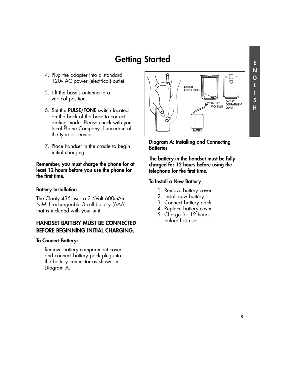 Getting started | Plantronics Clarity Walker 435 User Manual | Page 9 / 24