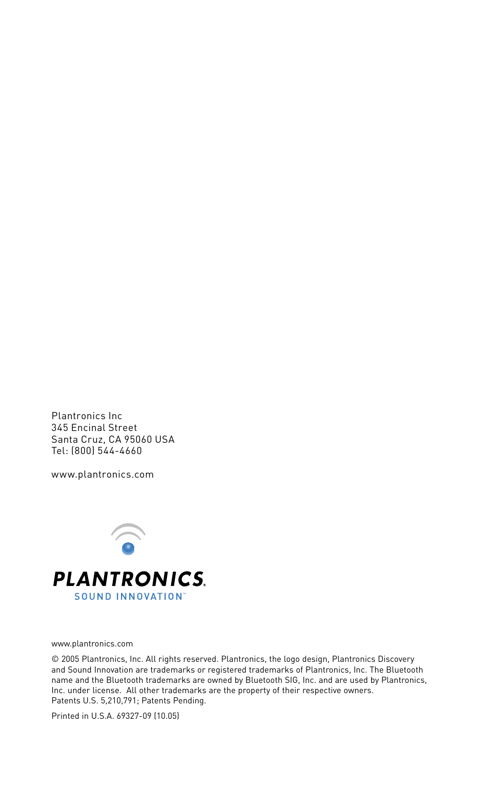 Plantronics DISCOVERY User Manual | Page 11 / 11
