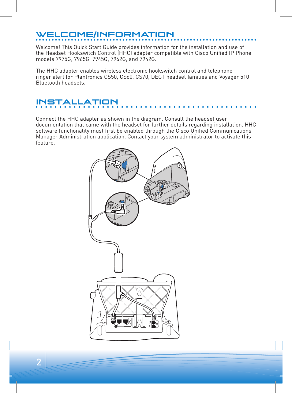 Welcome/information, Installation | Plantronics APC-4 User Manual | Page 2 / 4