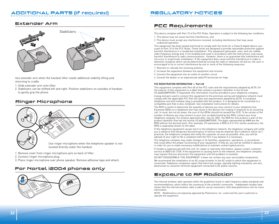 Ringer microphone for nortel i2004 phones only | Plantronics CS 70 User Manual | Page 12 / 12